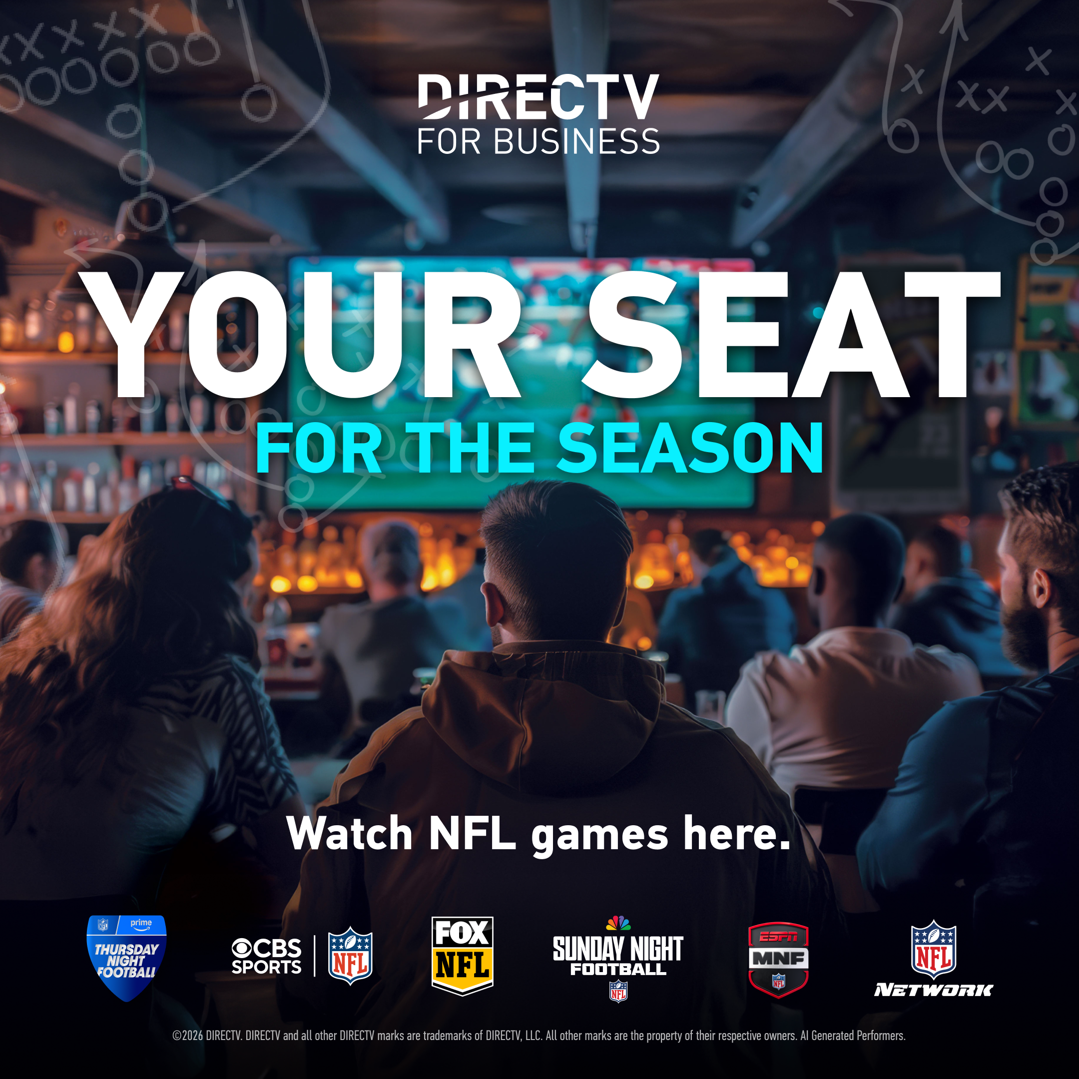 Official DIRECTV for Business NFL Sunday Ticket Watch Here square banner